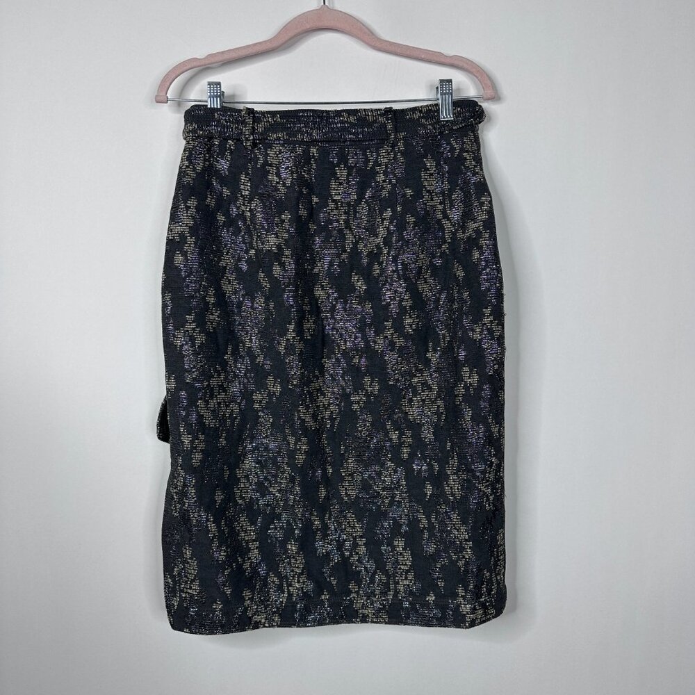 2/$30 Banana Republic Jacquard Belted Pencil Skirt Floral Charcoal 2 #A1684 - Picture 4 of 8